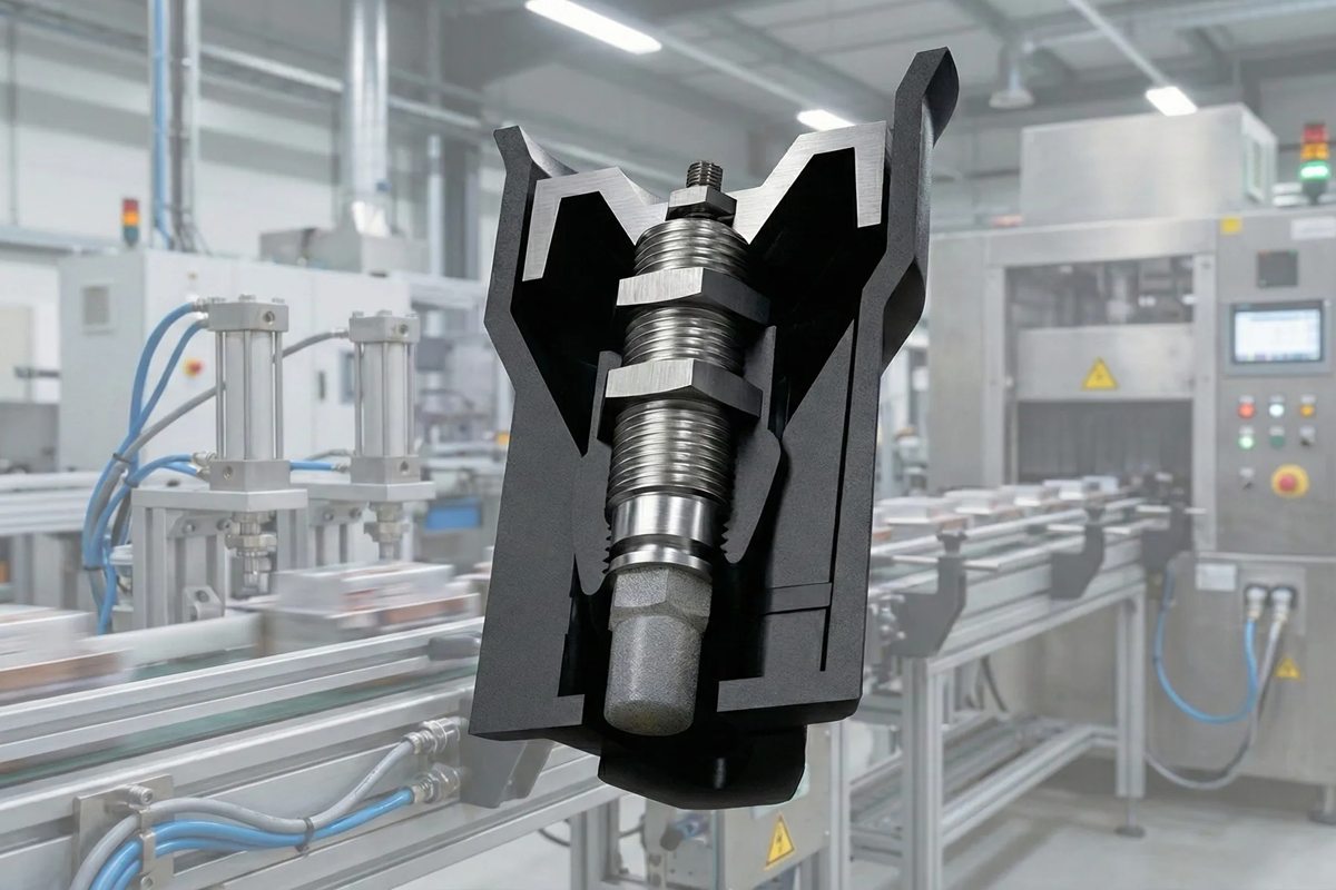 Εξάρτημα 3D printing με μεταλλικά ένθετα, σχεδιασμένο από την EfCE για ρομποτικό αυτοματισμό